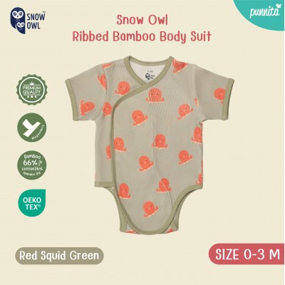 New !!  Snow owl Body Suit  คอลเล็กชั่น Sleeping is my thing เสื้อผ้าเด็ก ชุดเด็กแขน-ขาสั้น 0-3 M - Squid Green